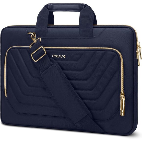 ✨ Men Blue Shoulder Bag Compatible Briefcase with Front Inverted Computer Bag
